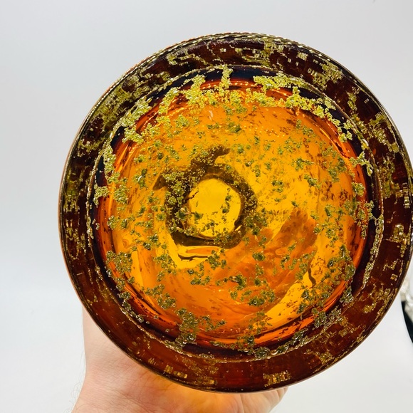 Makora Krosno Poland Hand-Blown Amber Glass Vase - Picture 11 of 12